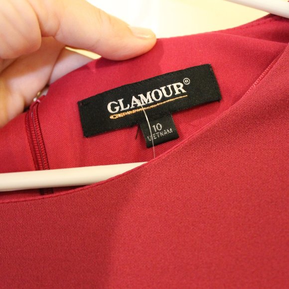 Glamour Red Dress Berry Red with 3/4 sleeves Size 10 NWT - Picture 7 of 15
